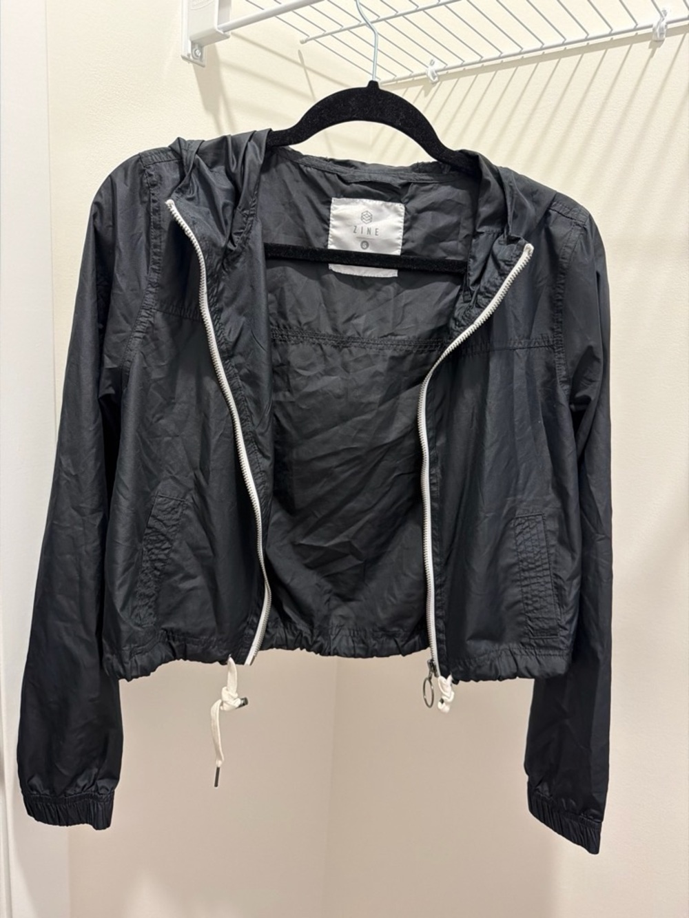 Zine Clothing Black Hooded Lightweight Bomber Jacket